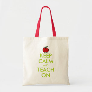 Red apple teacher tote bag   Keep Calm and teach