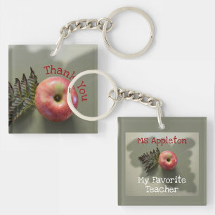 Red Apple Thank You Favourite Teacher Customisable Key Ring