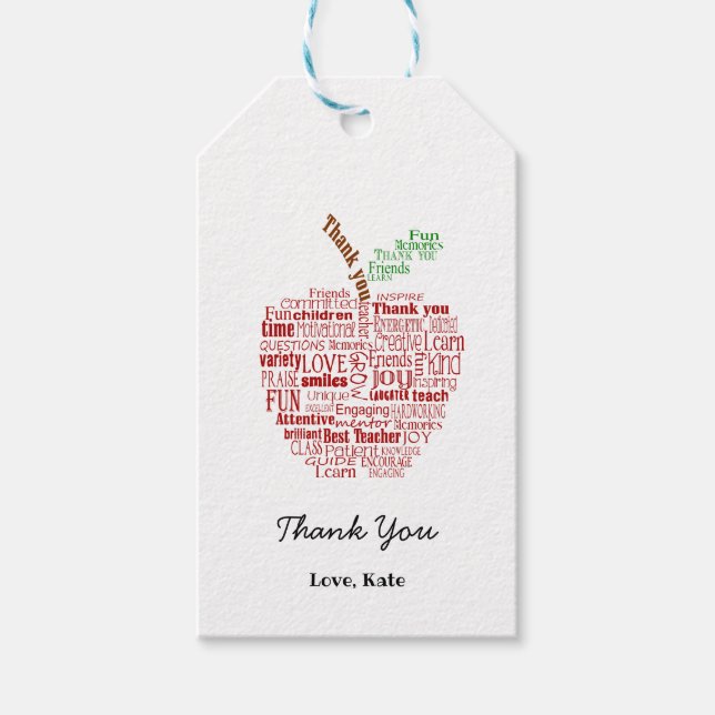 red apple Thank you Teacher apple gift tag PTO (Front)