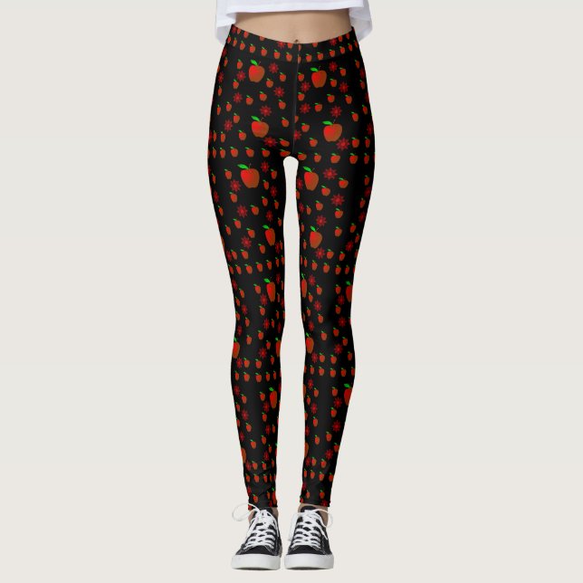 red apple tights leggings long black (Front)