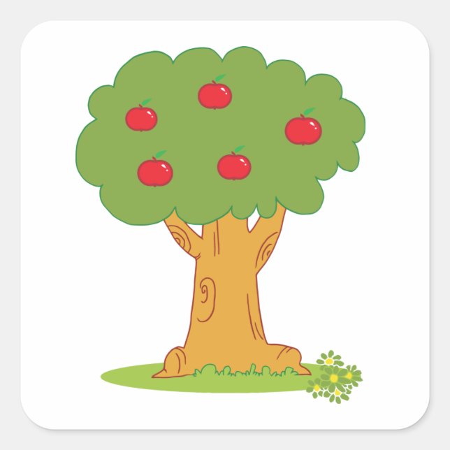 Red Apple Tree Square Sticker (Front)