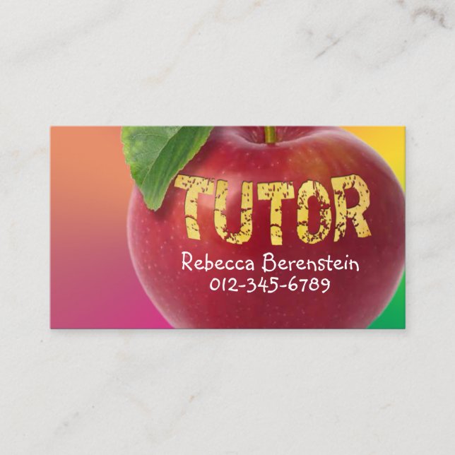 Red Apple Tutor Pnk Orange Business Card (Front)