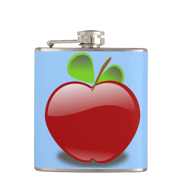 Red Apple Vinyl Wrapped Flask (Front)