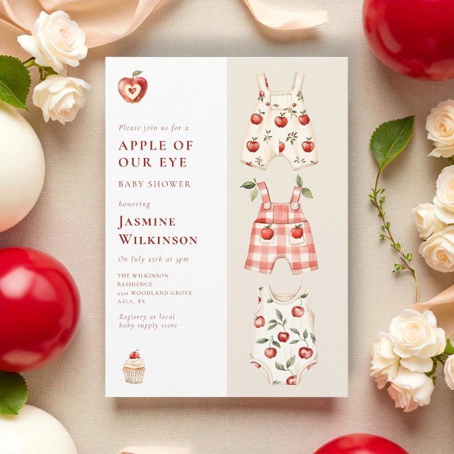 Red Apple Watercolor Baby Shower Invitation (Creator Uploaded)