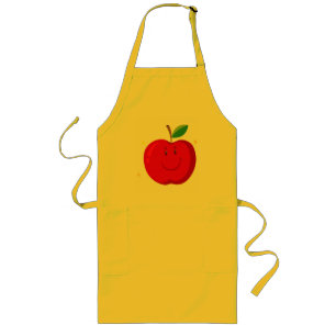 Red Apple with Happy Face Long Apron