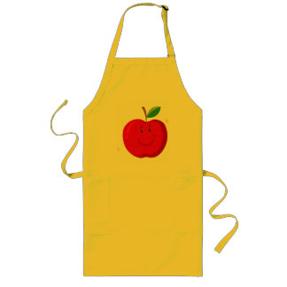 Red Apple with Happy Face Long Apron