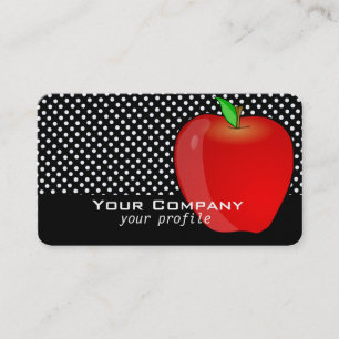 red apple with retro dots business card