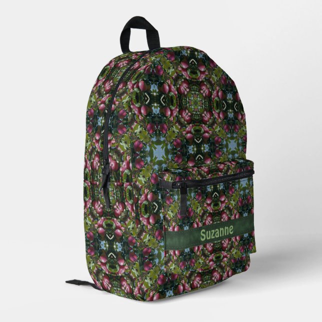 Red Apples Abstract Pattern Personalised Printed Backpack (Back Corner Left)