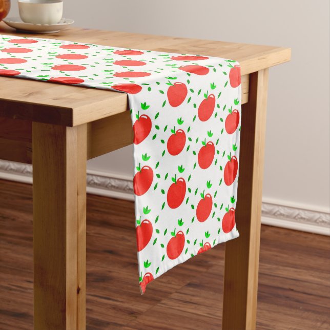 Red Apples and Green Leaves Medium Table Runner (In Situ)