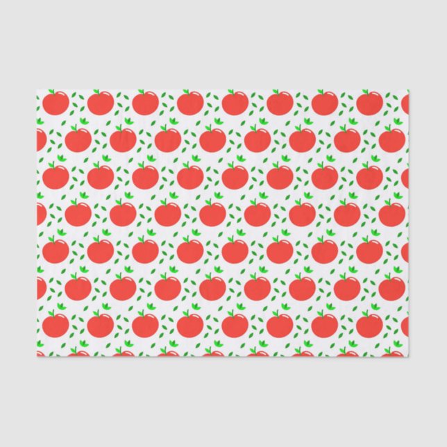 Red Apples and Green Leaves Tissue Paper (Front)