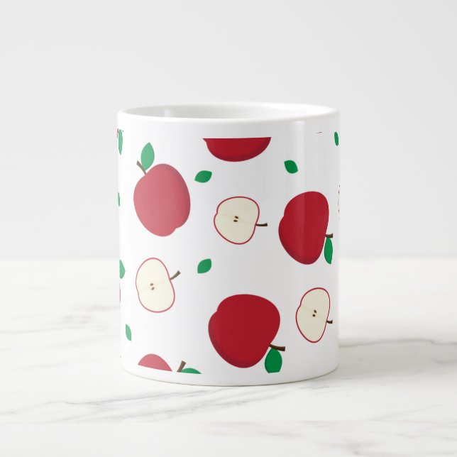 Red Apples and Halved Apples Large Coffee Mug (Front)