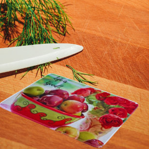 Red Apples and Roses Life is Good Cutting Board