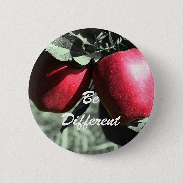 Red Apples Be Different Motivational Button (Front)