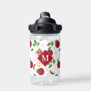 Red Apples, Blossoms & Greenery Pattern Water Bottle