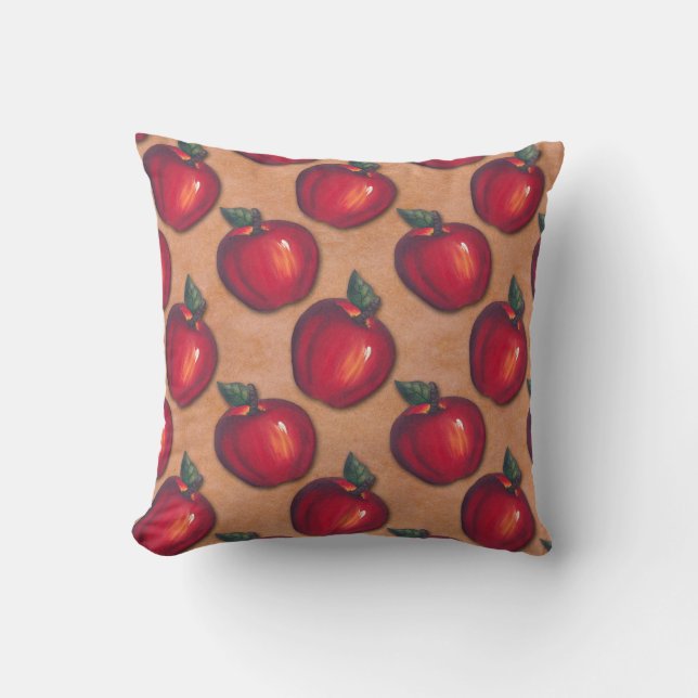 Red Apples Brown Cushion (Front)