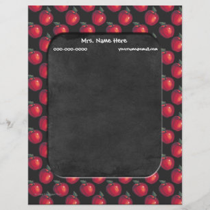 Red Apples Chalkboard Personalised Letterhead