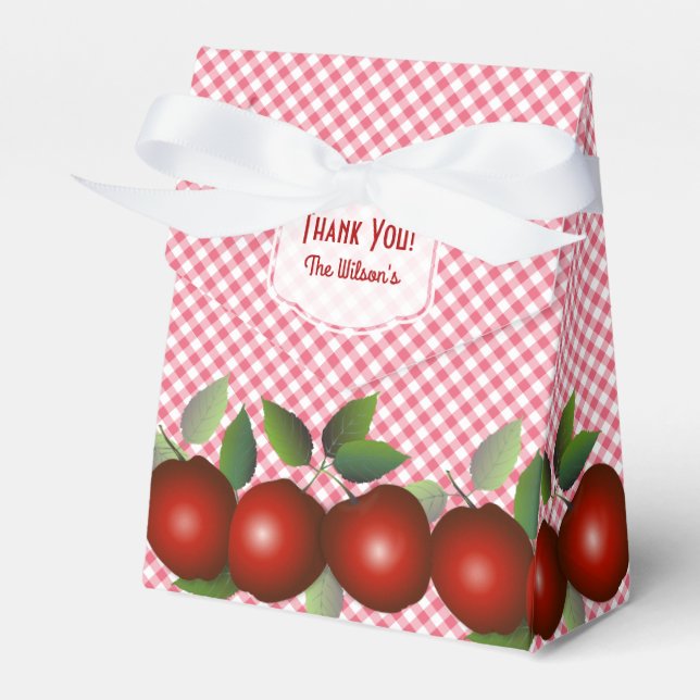 Red Apples Fruit Gingham Favour Box (Front Side)