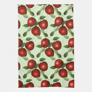 Red Apples Fruit Gingham Tea Towel