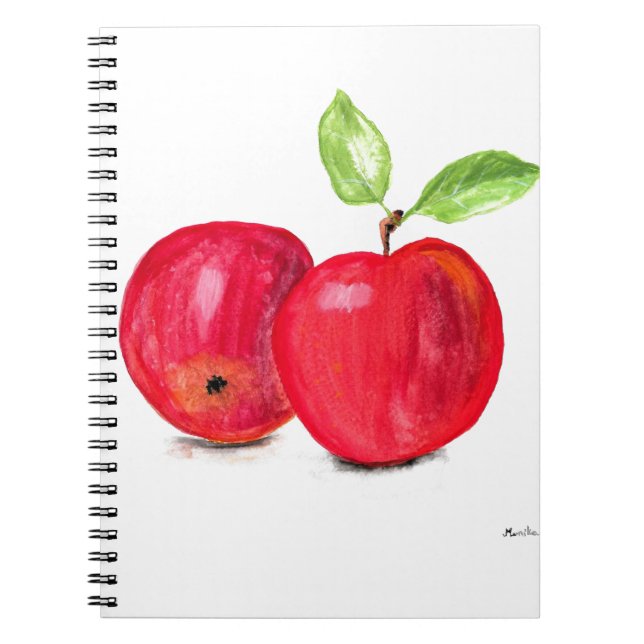 Red apples fruity painting gardener gift notebook (Front)
