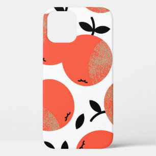 Red Apples: Golden Textured Pattern. iPhone 12 Case