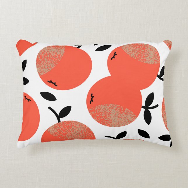 Red Apples: Golden Textured Pattern. Decorative Cushion (Front)