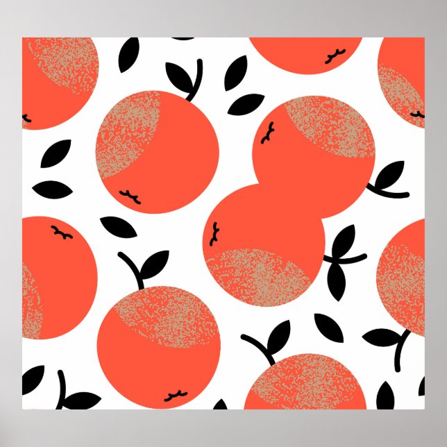 Red Apples: Golden Textured Pattern. Poster (Front)