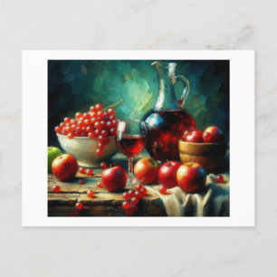 Red Apples, Grapes, Wine,  Postcard
