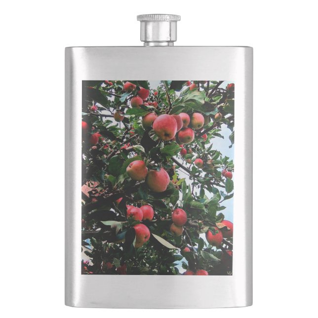 Red apples hip flask (Front)