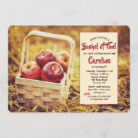 Red Apples in a Basket Invitation