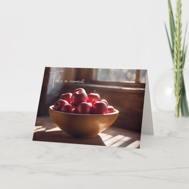 Red Apples In Wooden Bowl Card (Front)