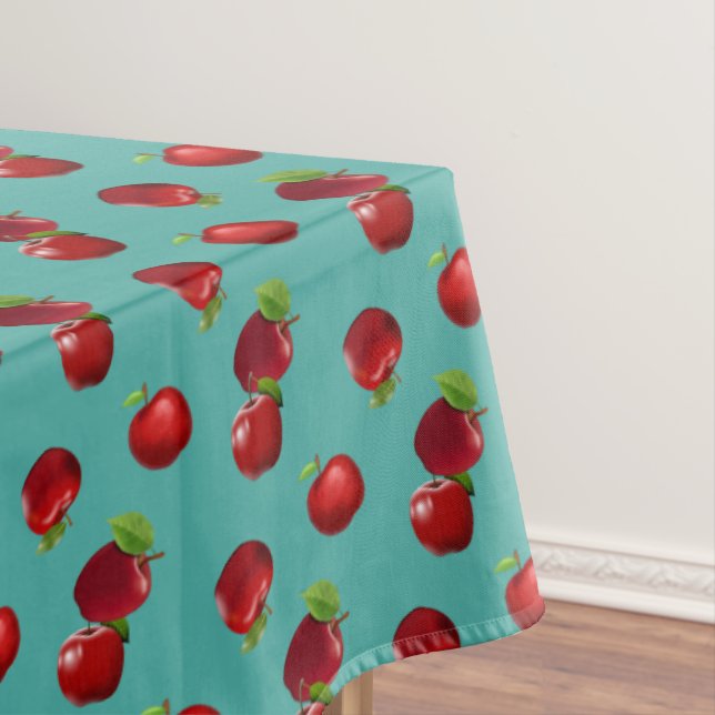 Red Apples on Emerald Teal Tablecloth (In Situ)