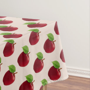 Red Apples on Light Beige Tablecloth