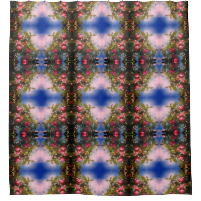 Red Apples On Tree Abstract Shower Curtain (Front)