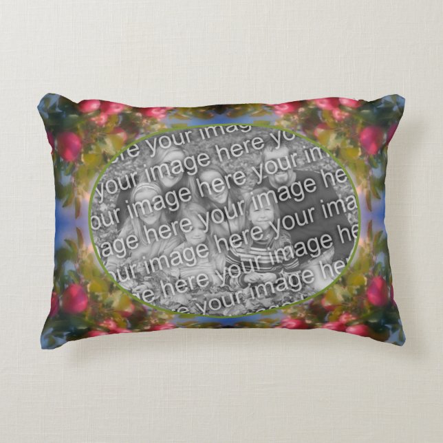 Red Apples On Tree Frame Add Your Photo Decorative Cushion (Front)