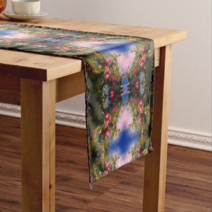 Red Apples On Tree Painting Abstract Short Table Runner