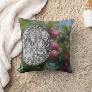 Red Apples On Tree Painting Add Your Photo Cushion