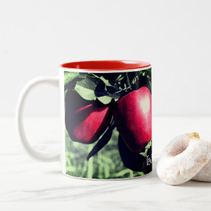 Red Apples Partial Colour Personalised Two-Tone Coffee Mug