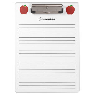 Red Apples Personalised Lined Clipboards