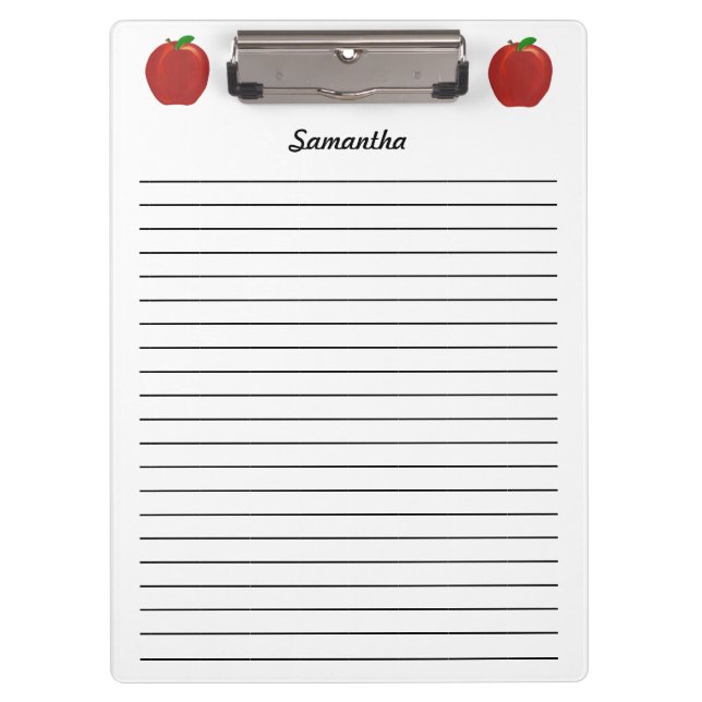 Red Apples Personalised Lined Clipboards (Front)