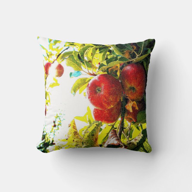 "Red Apples Tree On Sunny Day" Cute Photo. Buy Now Cushion (Front)
