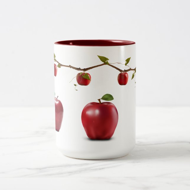 Red Apples Two-Tone Coffee Mug (Center)