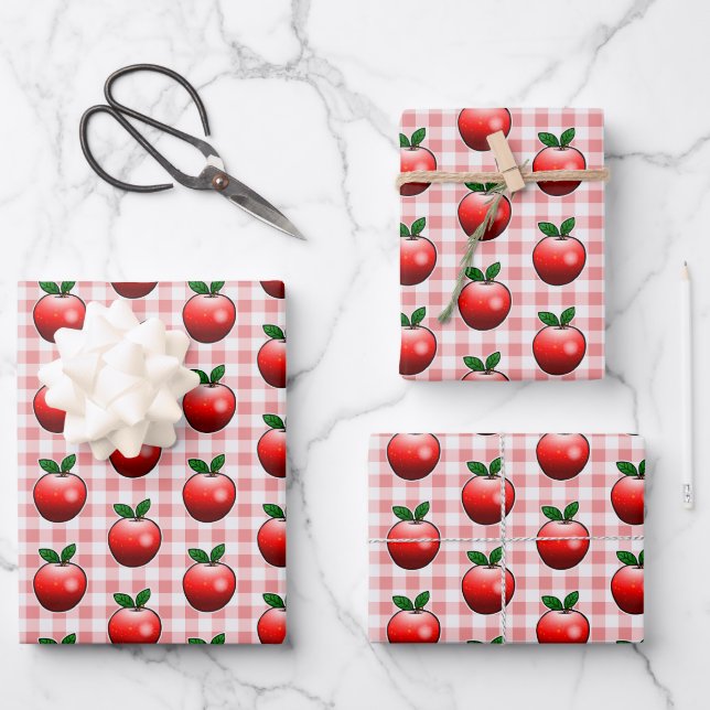 Red Apples Wrapping Paper Sheet (Front)