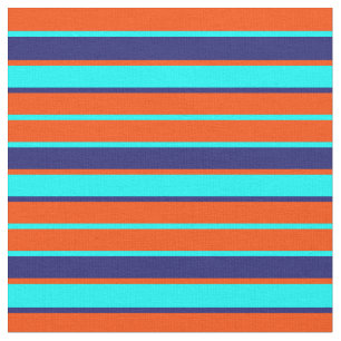 Red, Aqua, and Midnight Blue Lines Fabric