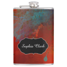 Red, Aqua & Gold Grunge Abstract Art, Personalised