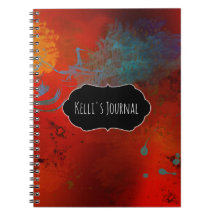 Red, Aqua & Gold Grunge Abstract Personalised