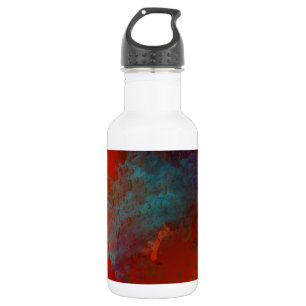 Red, Aqua & Gold Grunge Digital Abstract Art 532 Ml Water Bottle