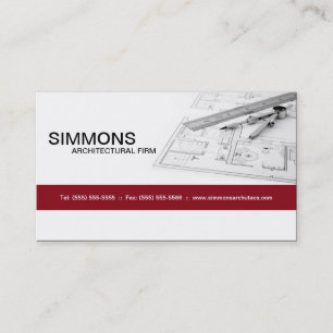 Red Architectural Blue Print Business Card