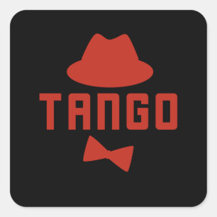 Red Argentine Tango Fedora Bow Tie Dancer Square Sticker