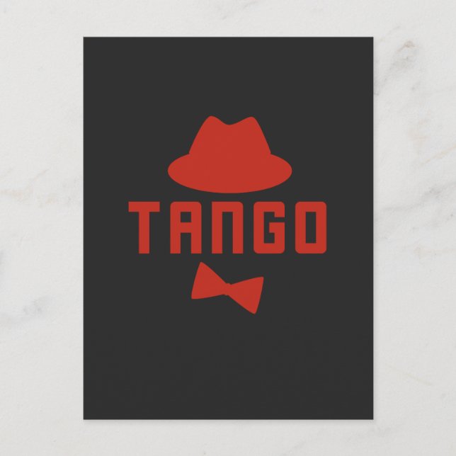 Red Argentine Tango Fedora Hat and Bowtie Postcard (Front)