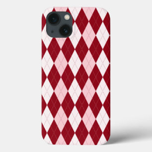 Red Argyle Crimson Pink Small Diamond Shape iPhone 13 Case